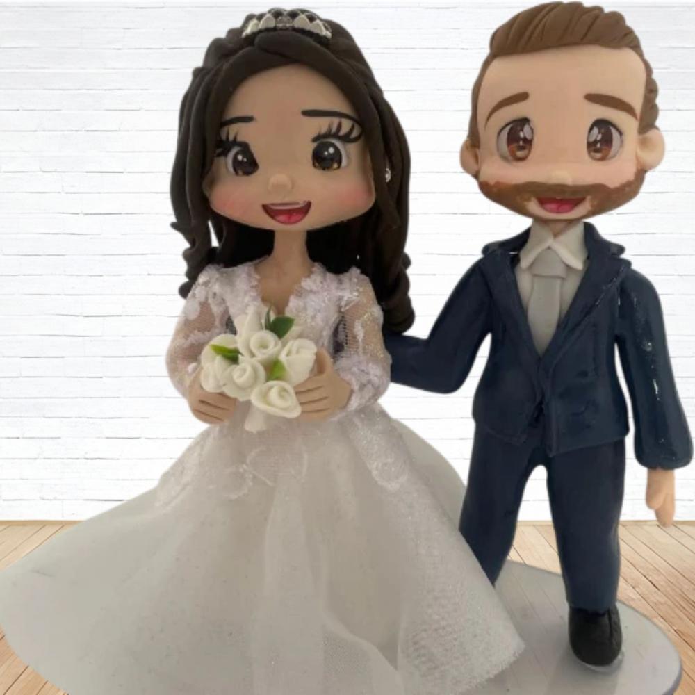 Topo de Bolo Casamento Personalizado em Biscuit, Estilo Fofinho!