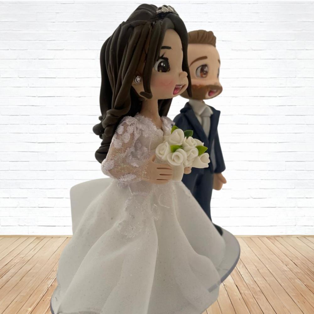 Topo de Bolo Casamento Personalizado em Biscuit, Estilo Fofinho!
