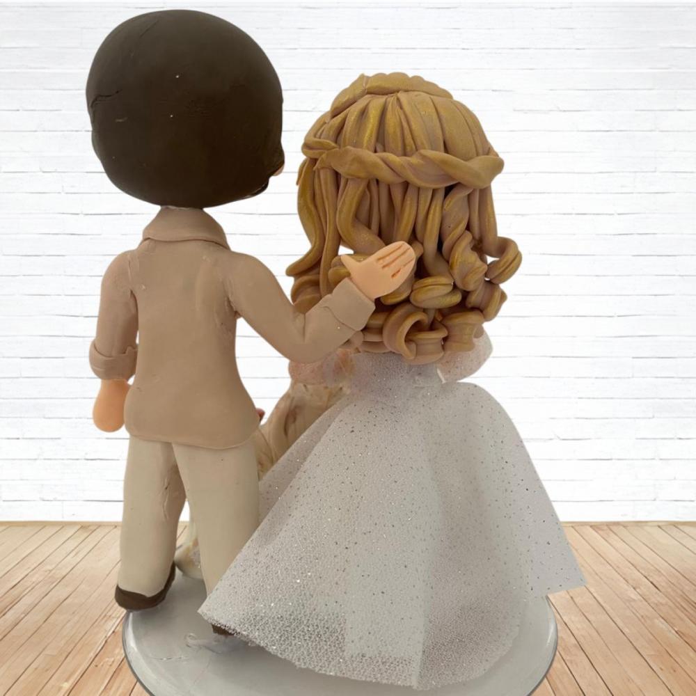 Topo de Bolo Casamento Personalizado em Biscuit com Pets, Estilo