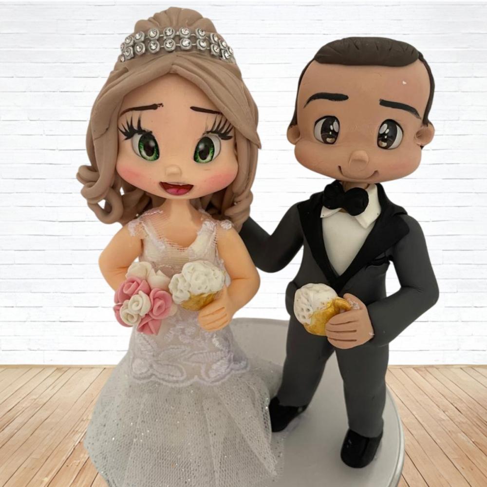 Topo de Bolo Casamento Personalizado em Biscuit, Estilo Fofinho!