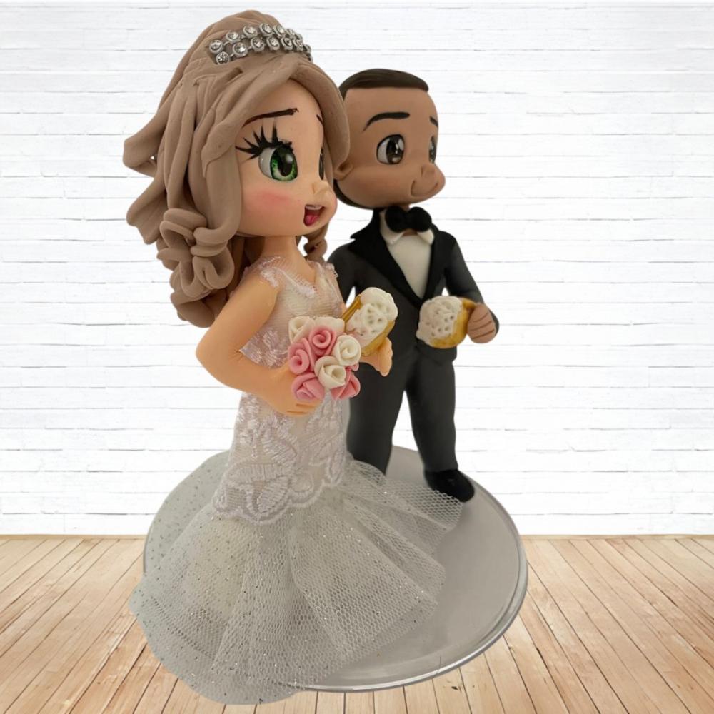 Topo de Bolo Casamento Personalizado em Biscuit, Estilo Fofinho!