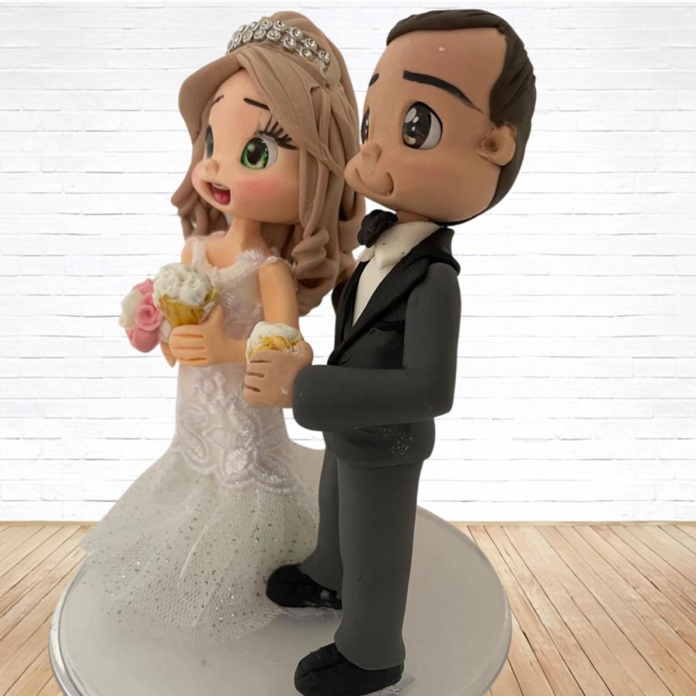 Topo de Bolo Casamento Personalizado em Biscuit, Estilo Fofinho!