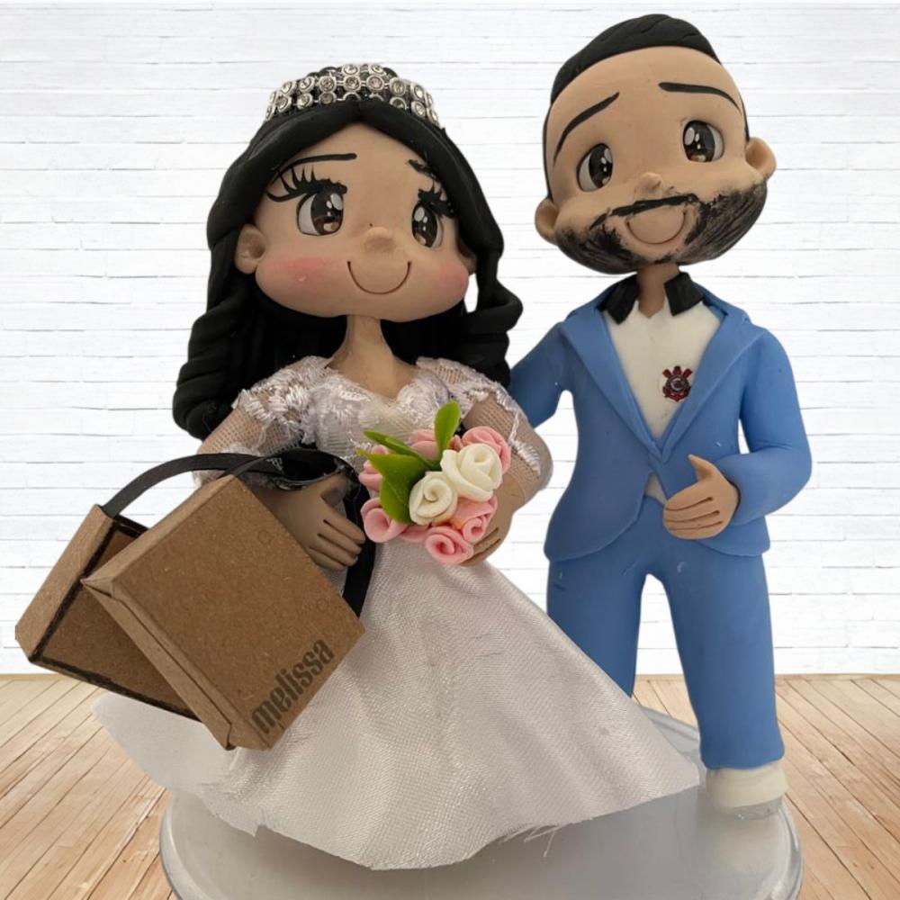 Topo de Bolo Casamento Personalizado em Biscuit, Estilo Fofinho!