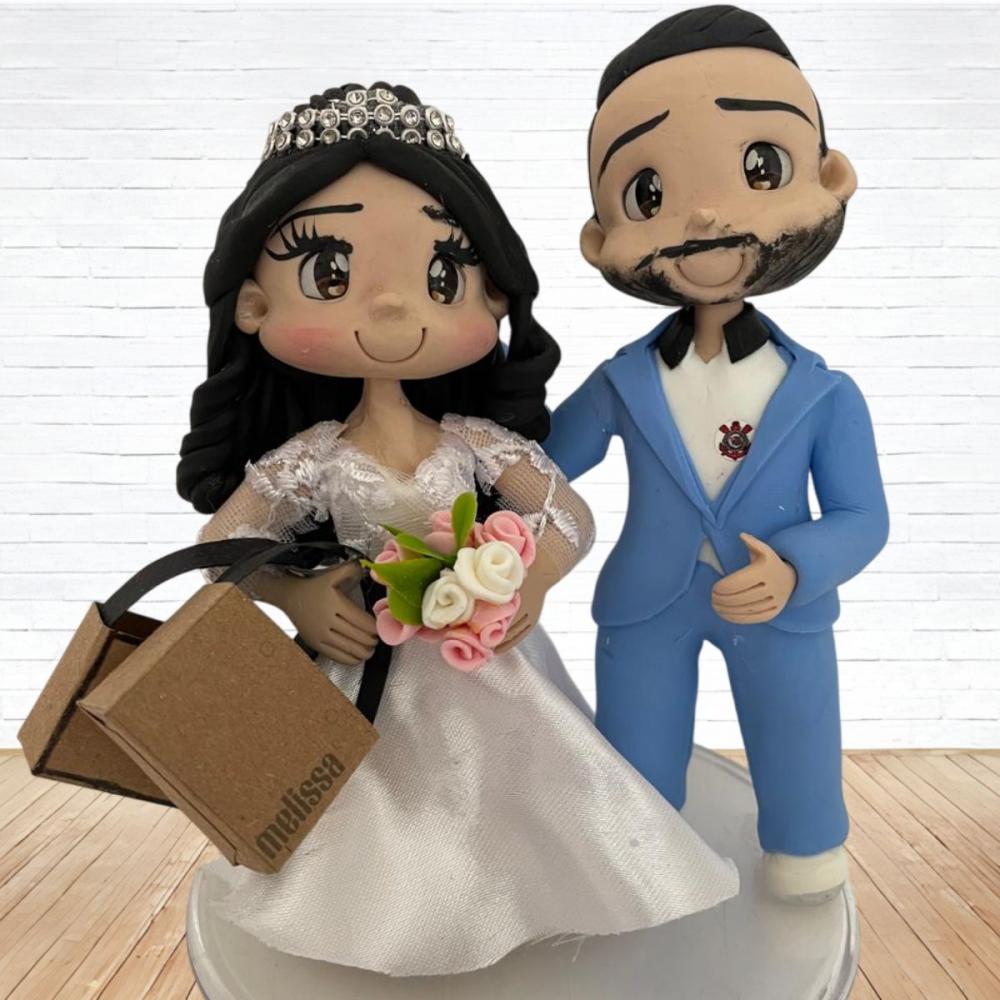 Topo de Bolo Casamento Personalizado em Biscuit, Estilo Fofinho!