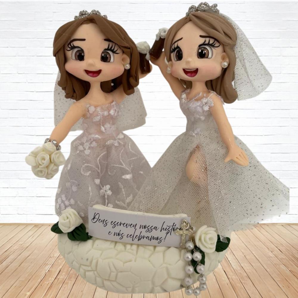 Topo de Bolo Casamento Personalizado em Biscuit, Estilo Fofinho!