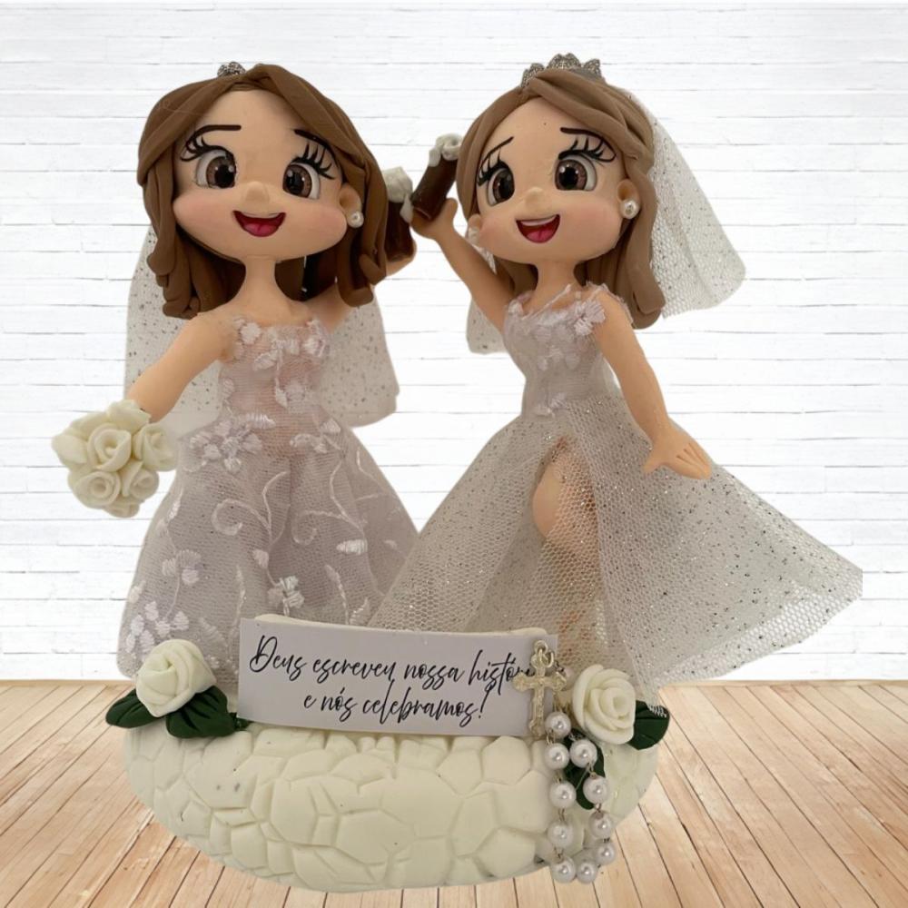 Topo de Bolo Casamento Personalizado em Biscuit, Estilo Fofinho!