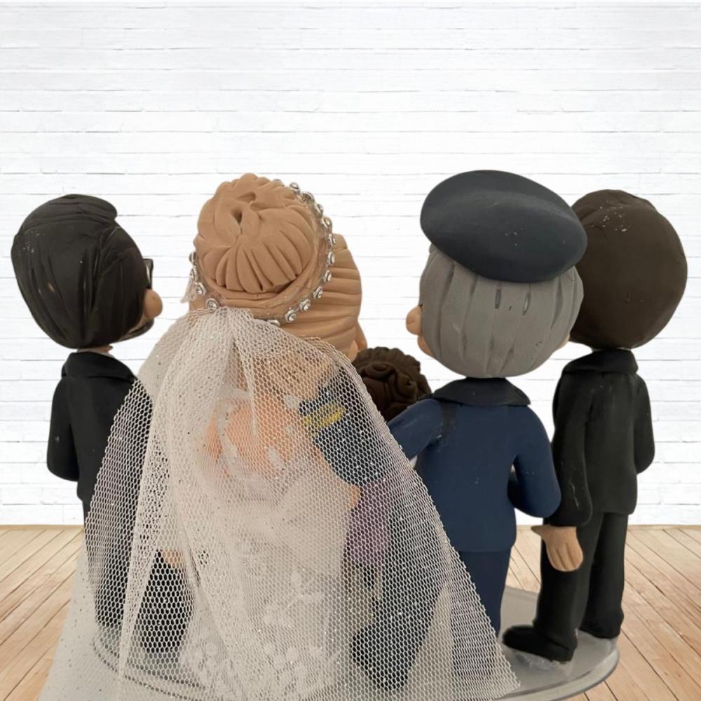 Topo de Bolo Casamento Personalizado em Biscuit Familia, Estilo F