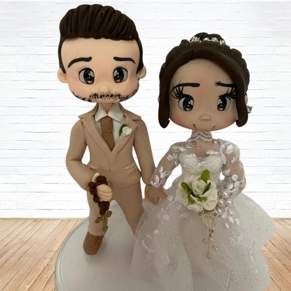 Topo de Bolo Casamento Personalizado em Biscuit, Estilo Fofinho!