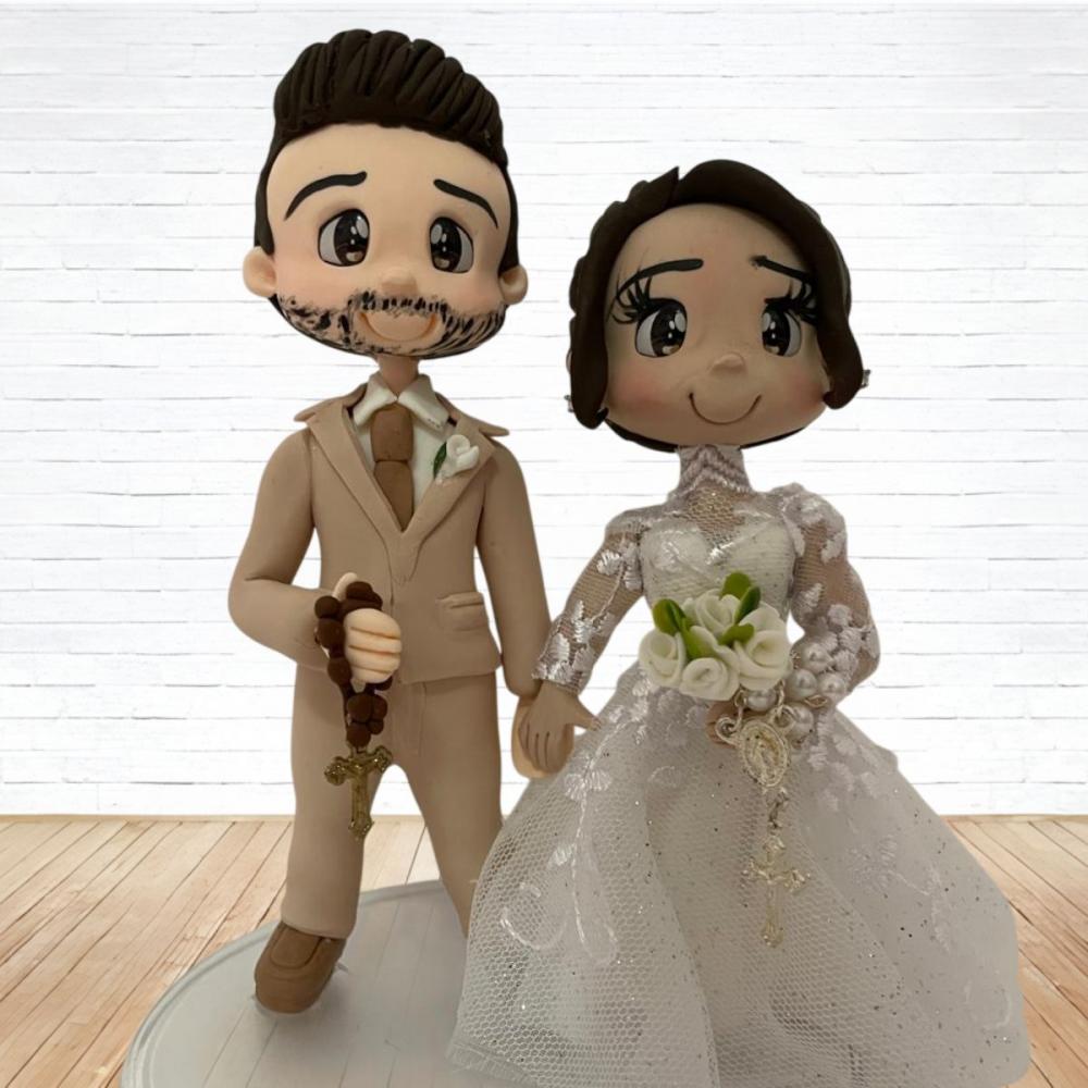 Topo de Bolo Casamento Personalizado em Biscuit, Estilo Fofinho!