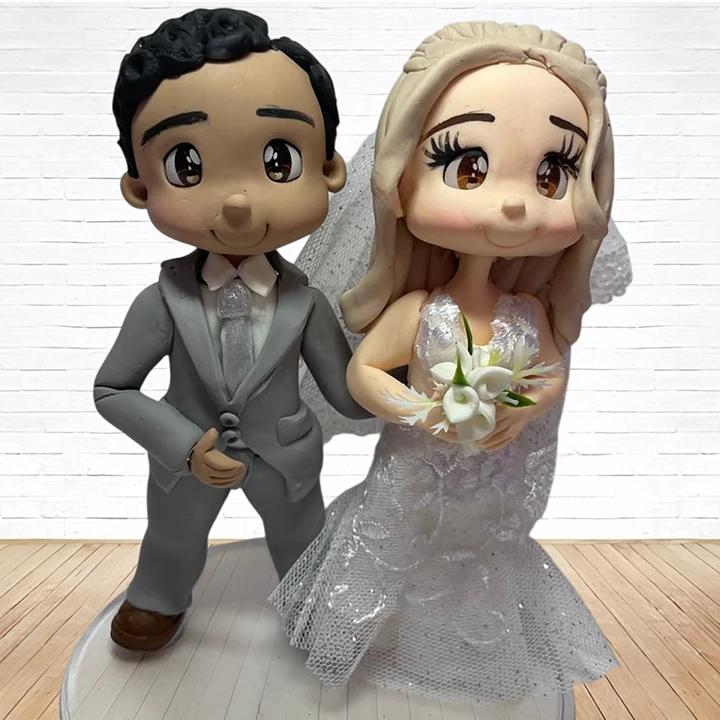 Topo de Bolo Casamento Personalizado em Biscuit, Estilo Fofinho!