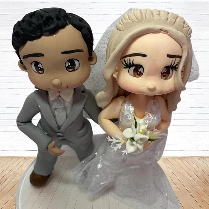 Topo de Bolo Casamento Personalizado em Biscuit, Estilo Fofinho!