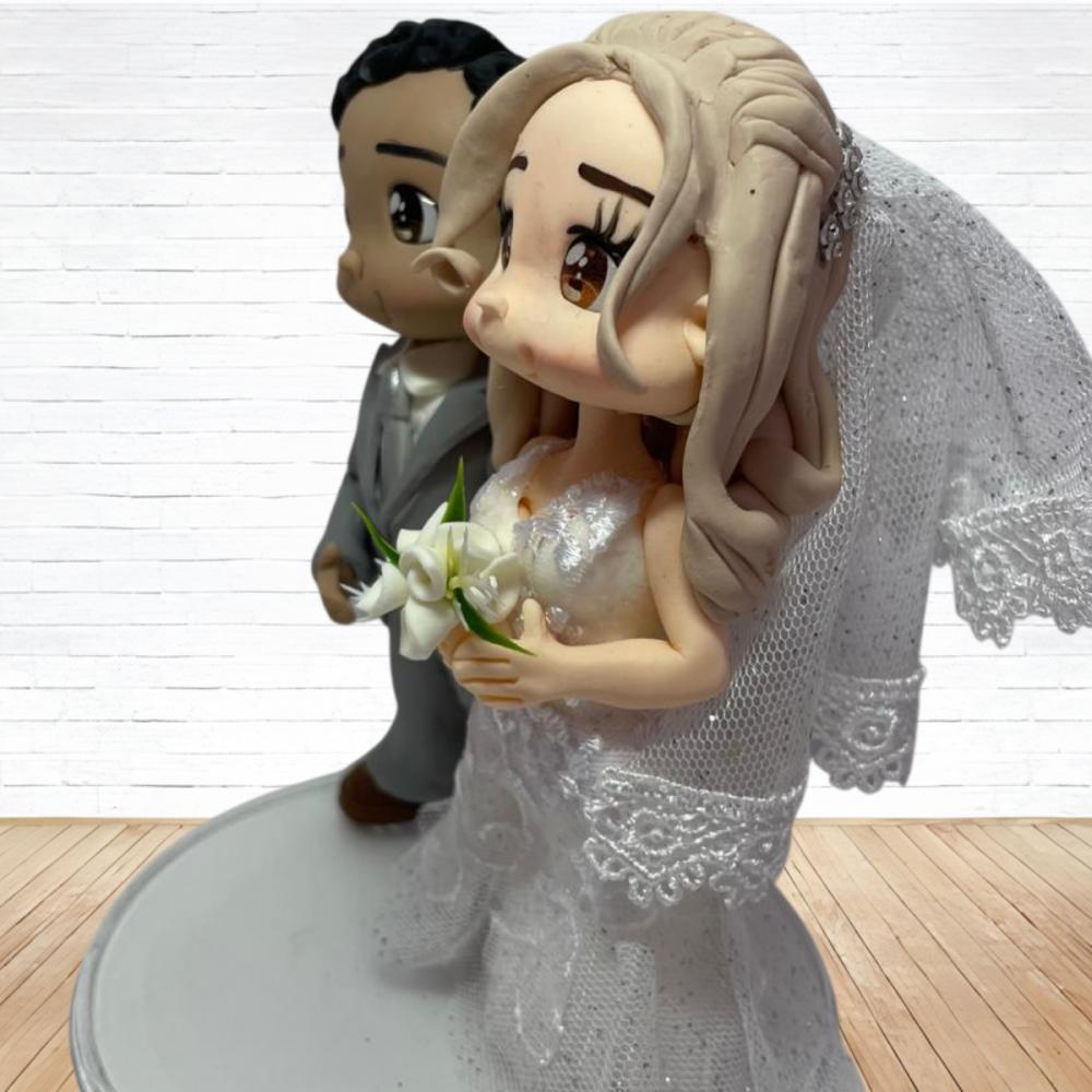 Topo de Bolo Casamento Personalizado em Biscuit, Estilo Fofinho!