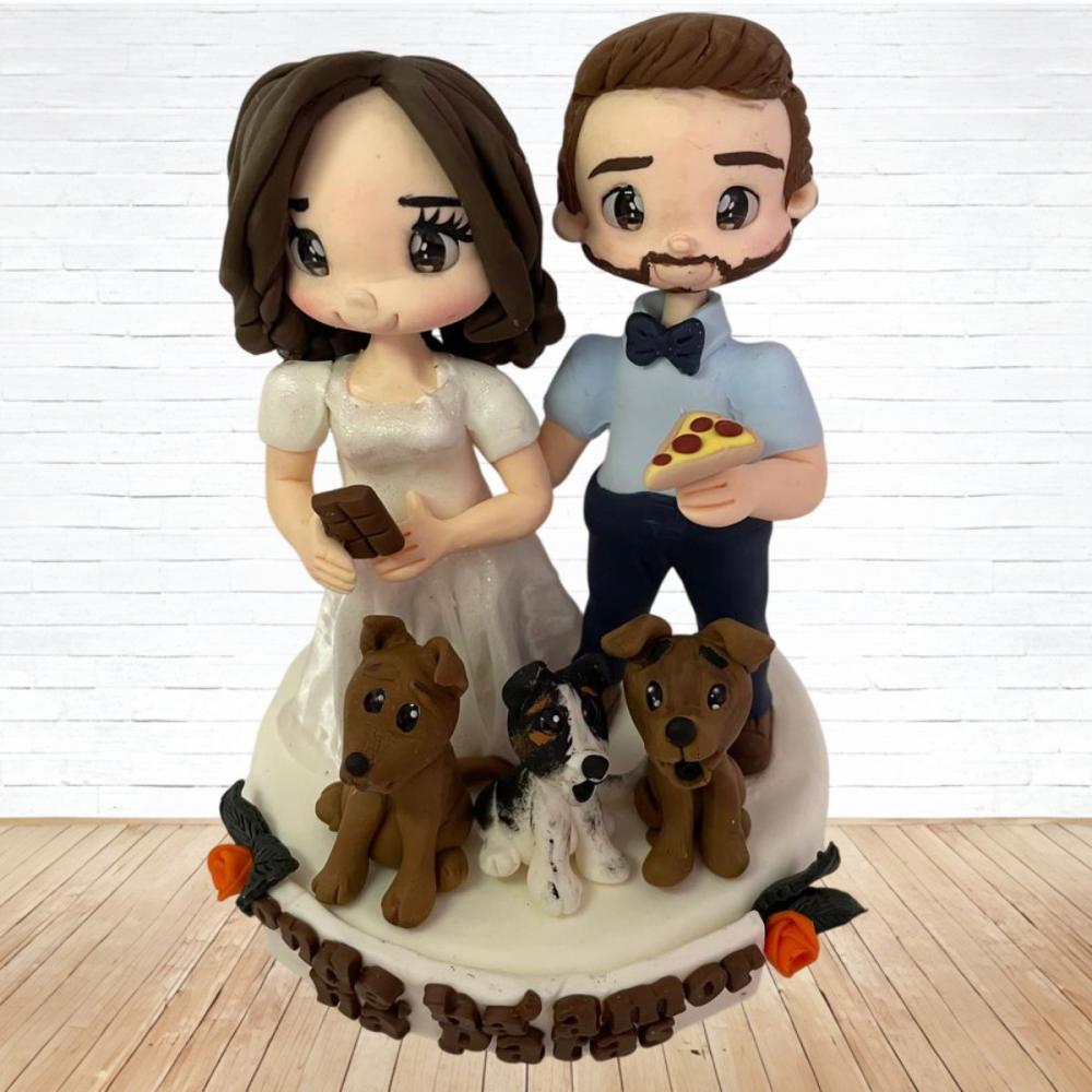 Topo de Bolo Casamento Personalizado em Biscuit, Estilo Fofinho!