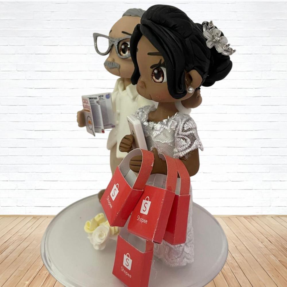 Topo de Bolo Casamento Personalizado em Biscuit, Estilo Fofinho!
