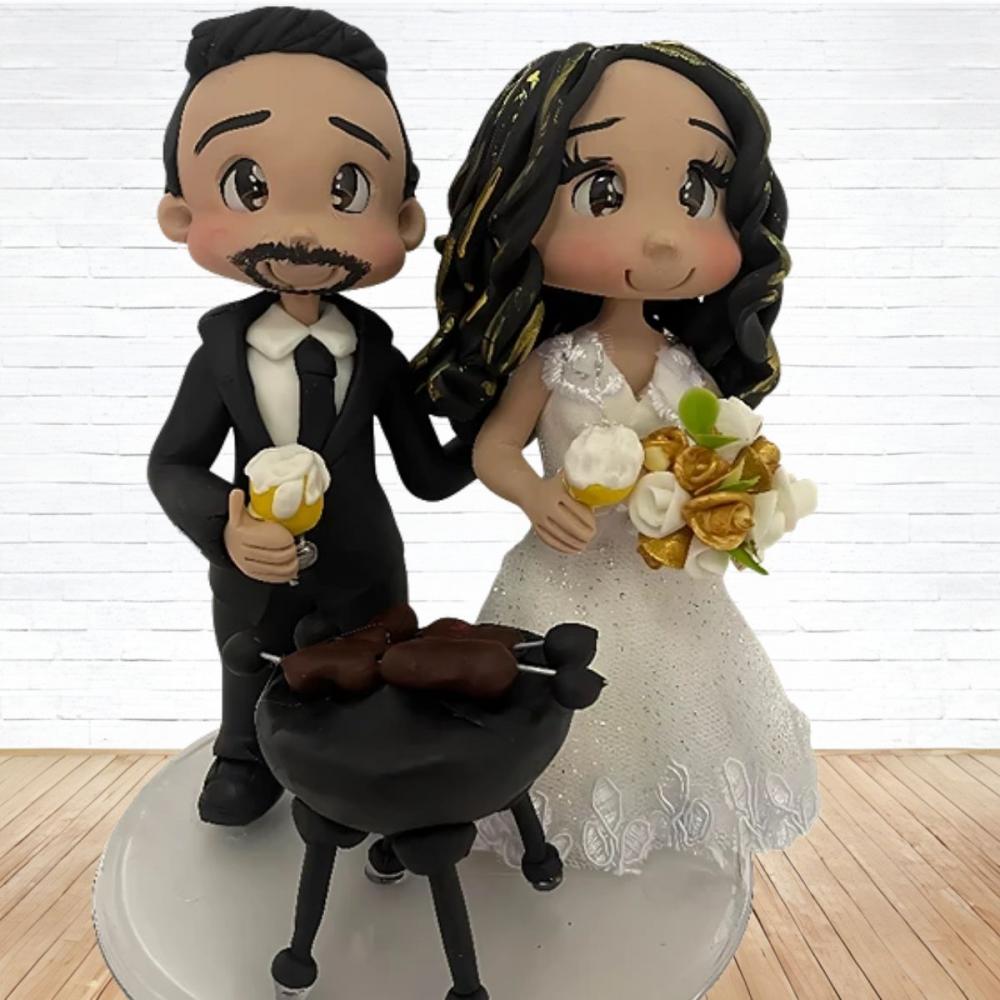 Topo de Bolo Casamento Personalizado em Biscuit, Estilo Fofinho!