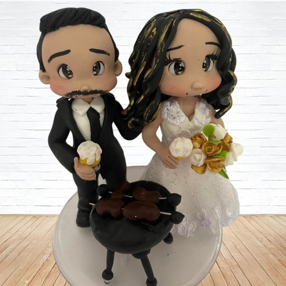 Topo de Bolo Casamento Personalizado em Biscuit, Estilo Fofinho!