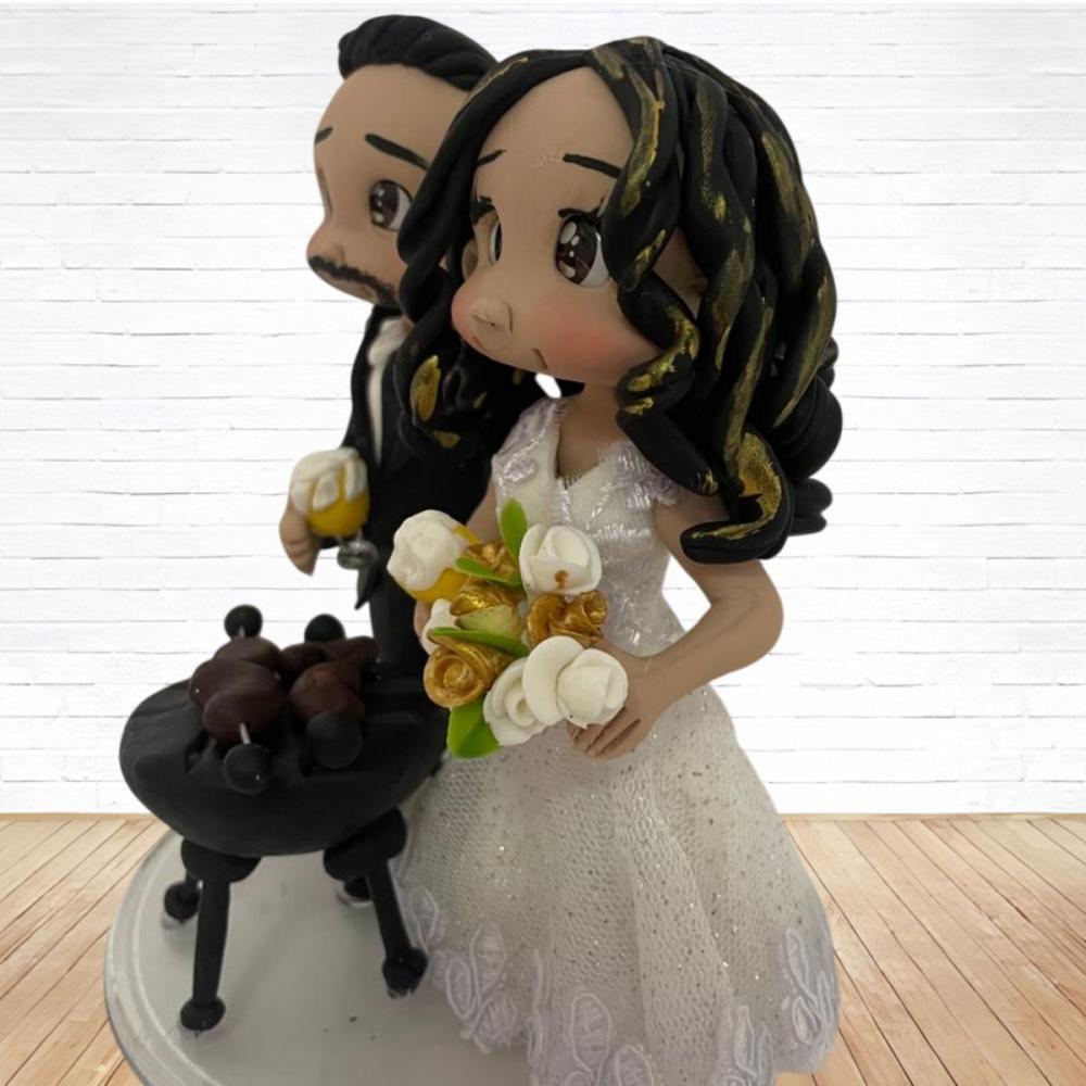 Topo de Bolo Casamento Personalizado em Biscuit, Estilo Fofinho!