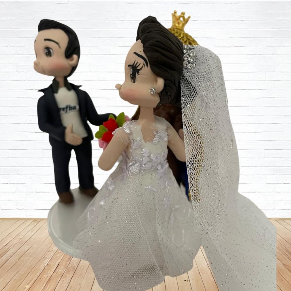 Topo de Bolo Casamento Personalizado em Biscuit, Estilo Fofinho!