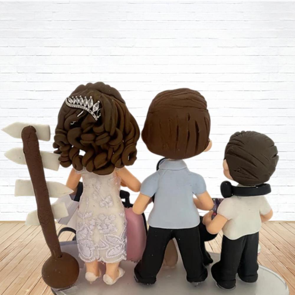 Topo de Bolo Casamento Personalizado em Biscuit Familia, Estilo F