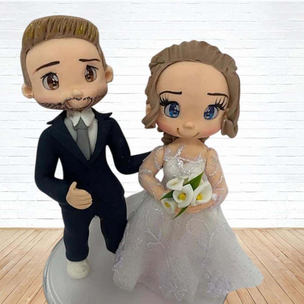 Topo de Bolo Casamento Personalizado em Biscuit, Estilo Fofinho!