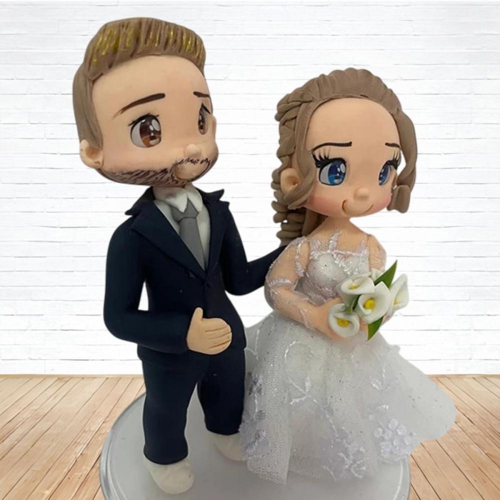 Topo de Bolo Casamento Personalizado em Biscuit, Estilo Fofinho!