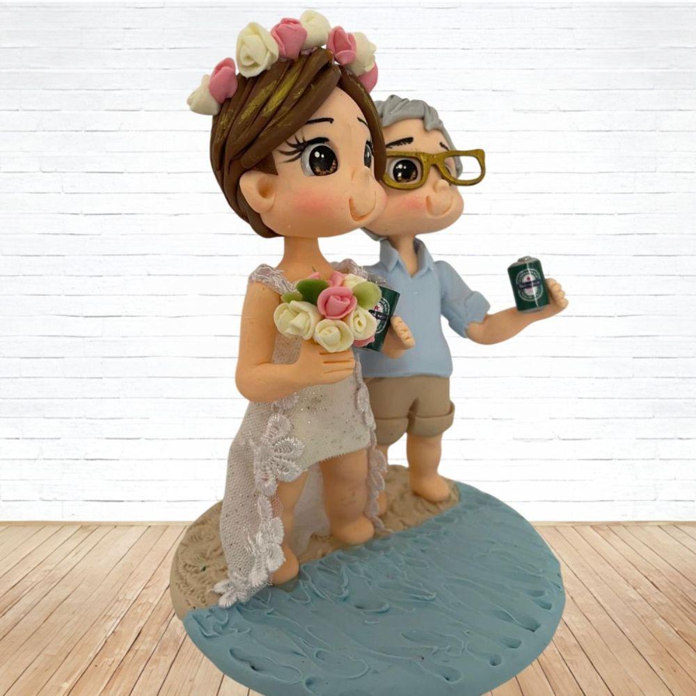 Topo de Bolo Casamento Personalizado em Biscuit, Estilo Fofinho!