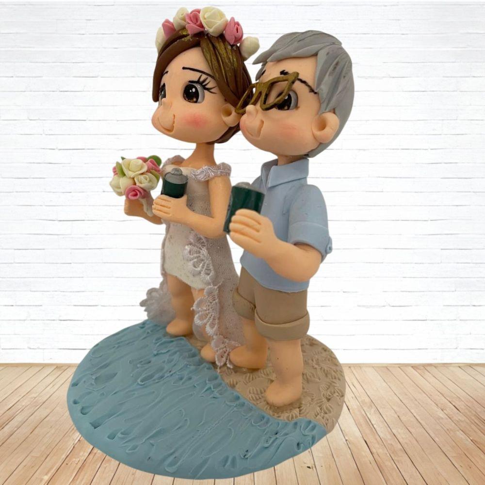 Topo de Bolo Casamento Personalizado em Biscuit, Estilo Fofinho!
