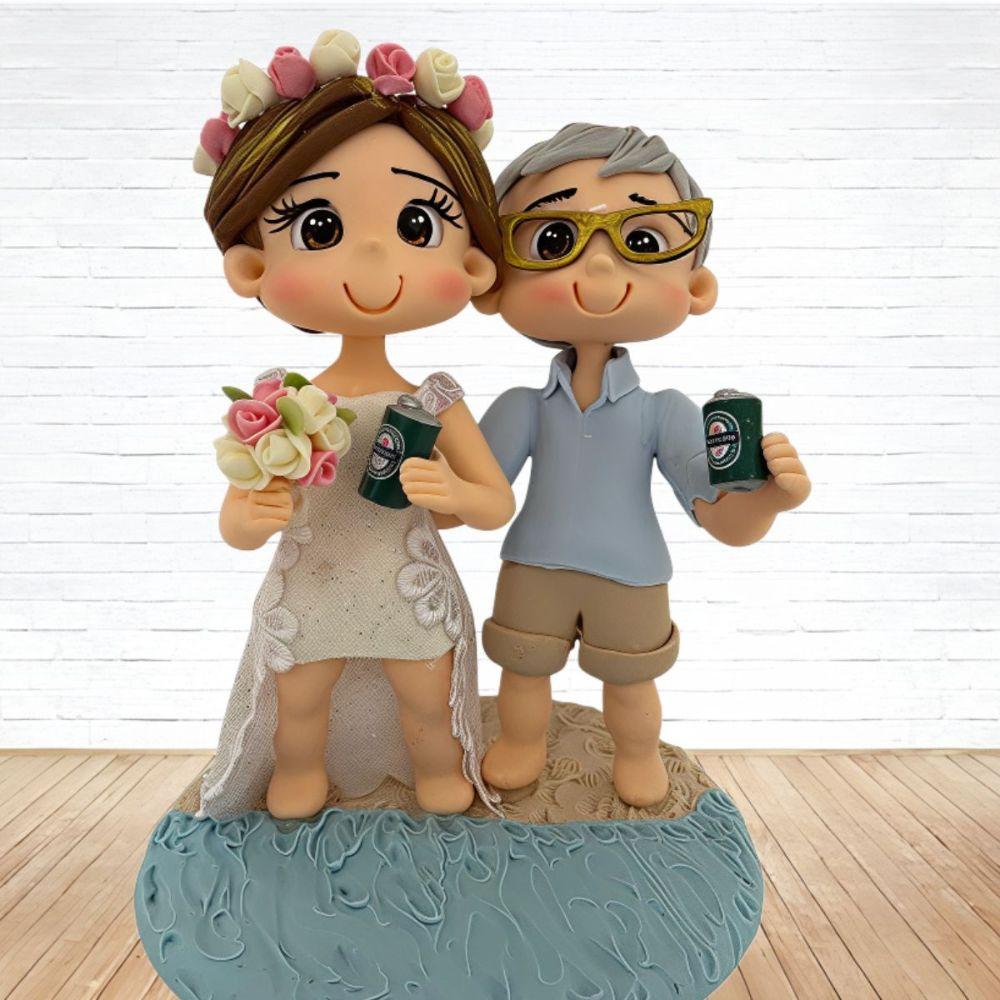 Topo de Bolo Casamento Personalizado em Biscuit, Estilo Fofinho!