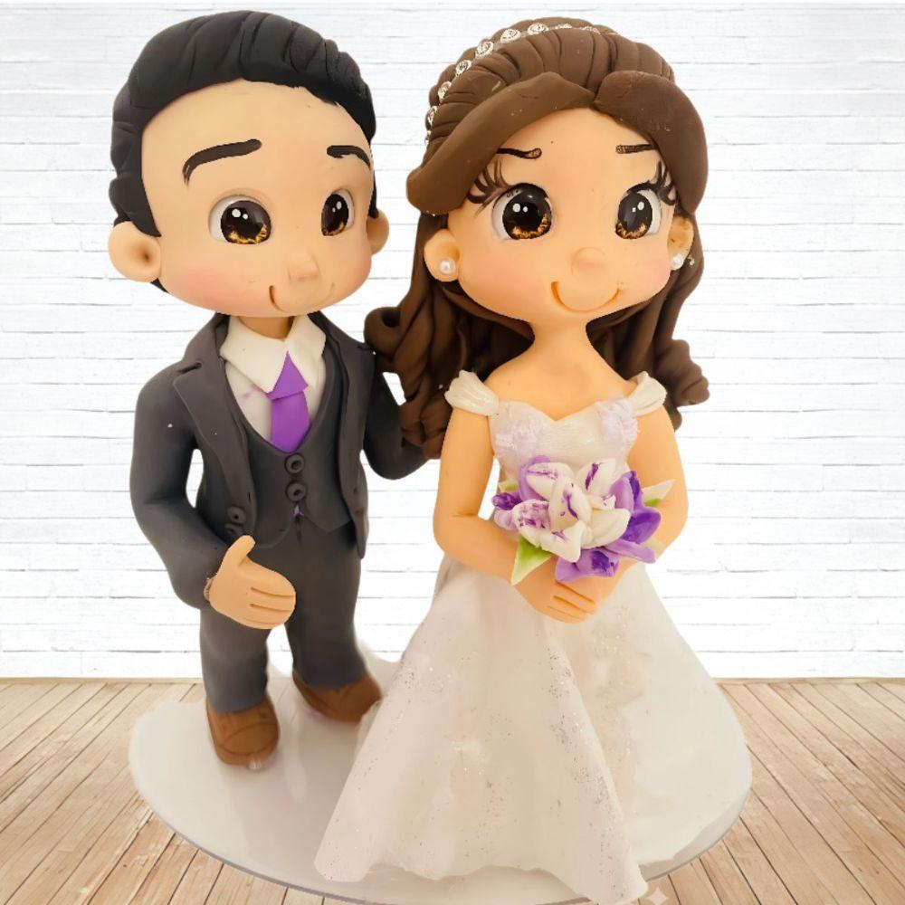 Topo de Bolo Casamento Personalizado em Biscuit, Estilo Fofinho!