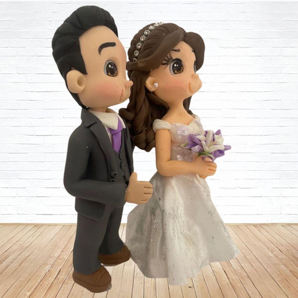 Topo de Bolo Casamento Personalizado em Biscuit, Estilo Fofinho!