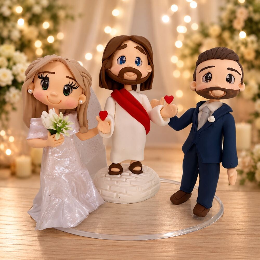 Topo de Bolo Casamento Personalizado em Biscuit, Estilo Fofinho!