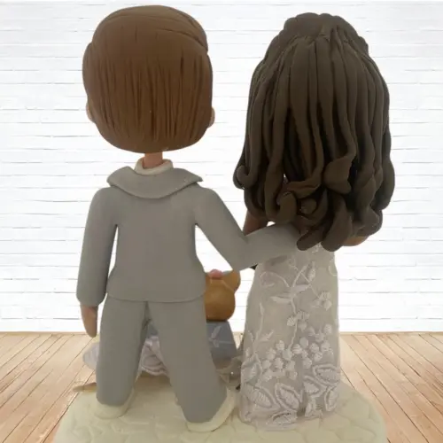 Topo de Bolo Casamento Personalizado em Biscuit com Pets, Estilo