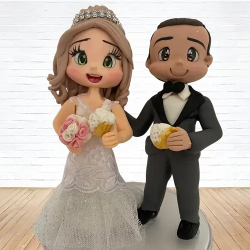 Topo de Bolo Casamento Personalizado em Biscuit, Estilo Fofinho!
