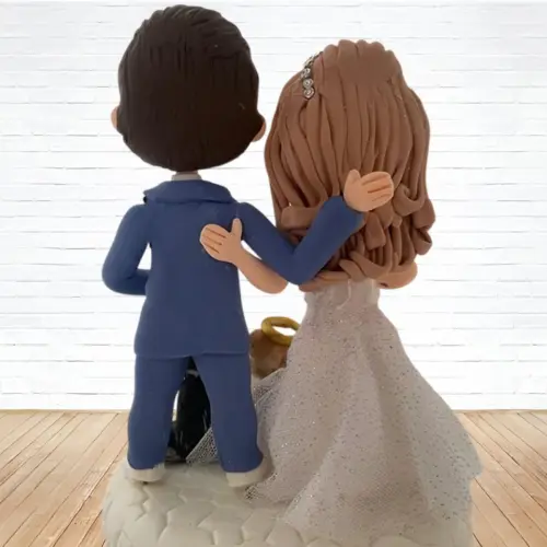 Topo de Bolo Casamento Personalizado em Biscuit com Pets, Estilo