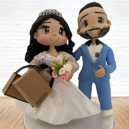 Topo de Bolo Casamento Personalizado em Biscuit, Estilo Fofinho!