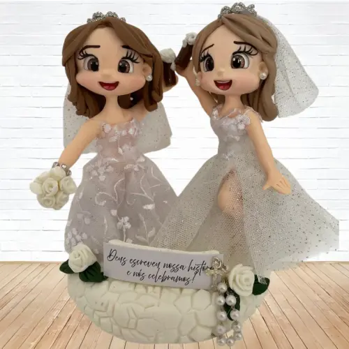 Topo de Bolo Casamento Personalizado em Biscuit, Estilo Fofinho!