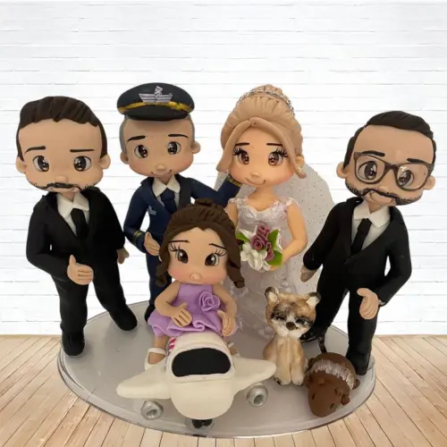 Topo de Bolo Casamento Personalizado em Biscuit Familia, Estilo Fofinho!