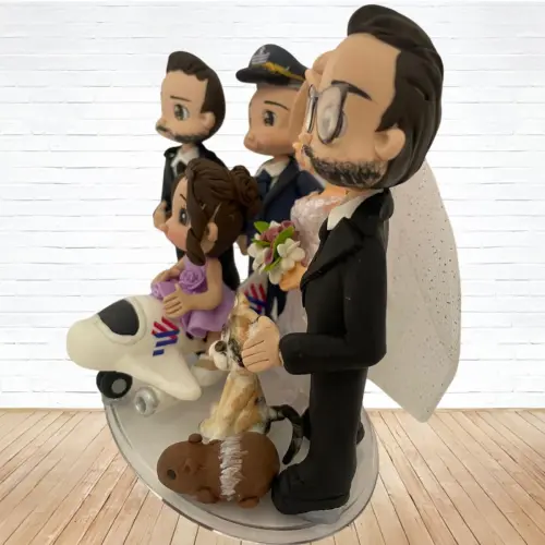 Topo de Bolo Casamento Personalizado em Biscuit Familia, Estilo F