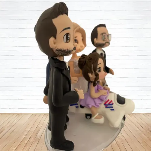 Topo de Bolo Casamento Personalizado em Biscuit Familia, Estilo F