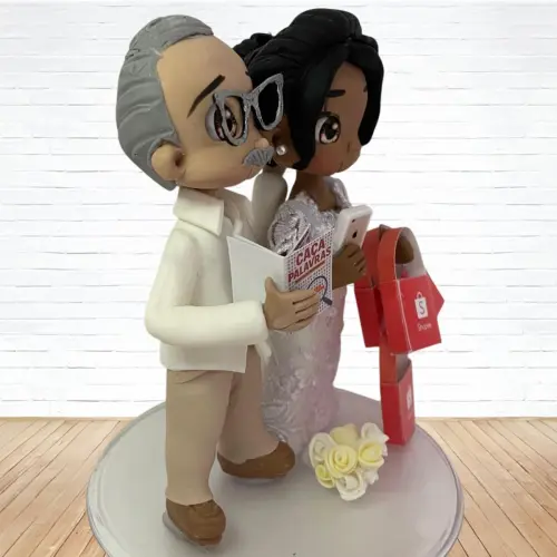 Topo de Bolo Casamento Personalizado em Biscuit, Estilo Fofinho!