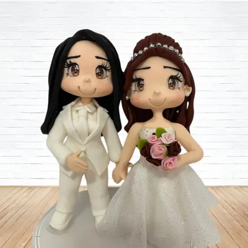 Topo de Bolo Casamento Personalizado em Biscuit, Estilo Fofinho!