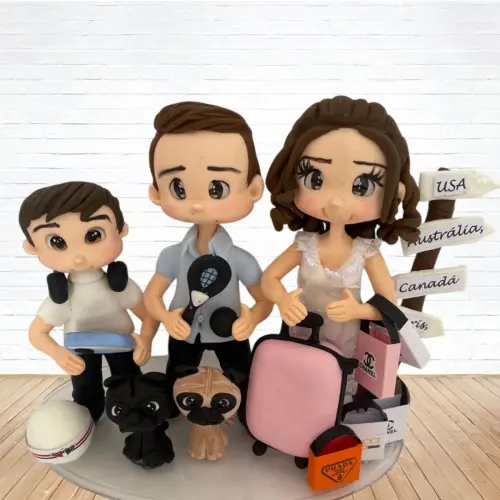 Topo de Bolo Casamento Personalizado em Biscuit Familia, Estilo Fofinho!