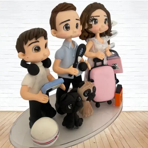Topo de Bolo Casamento Personalizado em Biscuit Familia, Estilo F