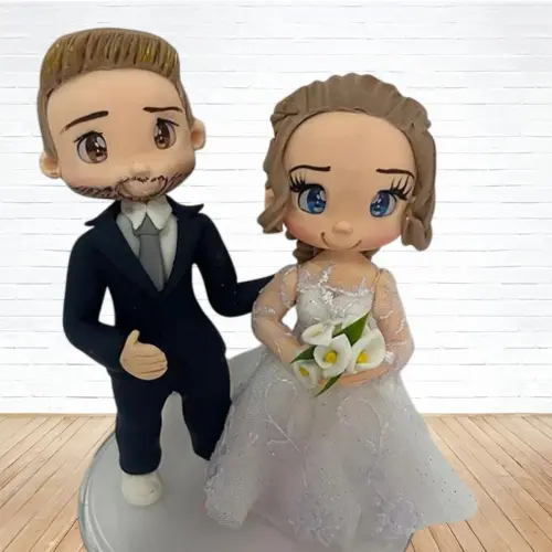 Topo de Bolo Casamento Personalizado em Biscuit, Estilo Fofinho!