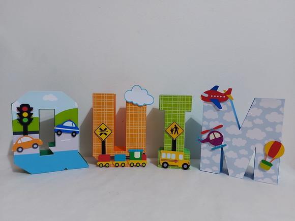 Letras 3d - Meios de Transporte