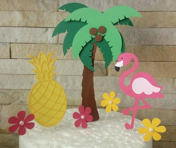 Topo de Bolo - Tropical/flamingo