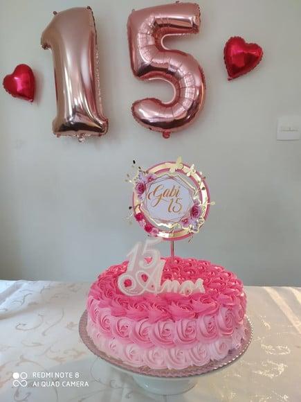 Topo de Bolo 15 Anos Floral