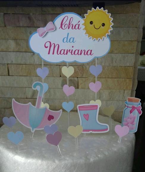 Topo de Bolo Chuva de Amor