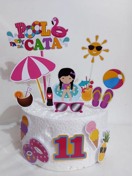 Topo de Bolo Pool Party Menina
