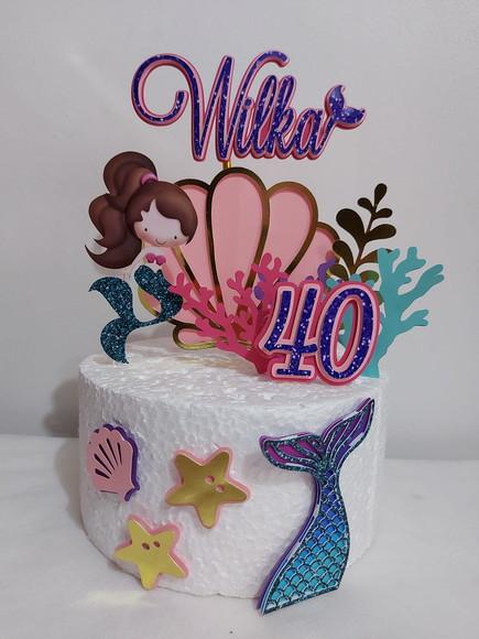 Topo de Bolo Sereia em Scrap